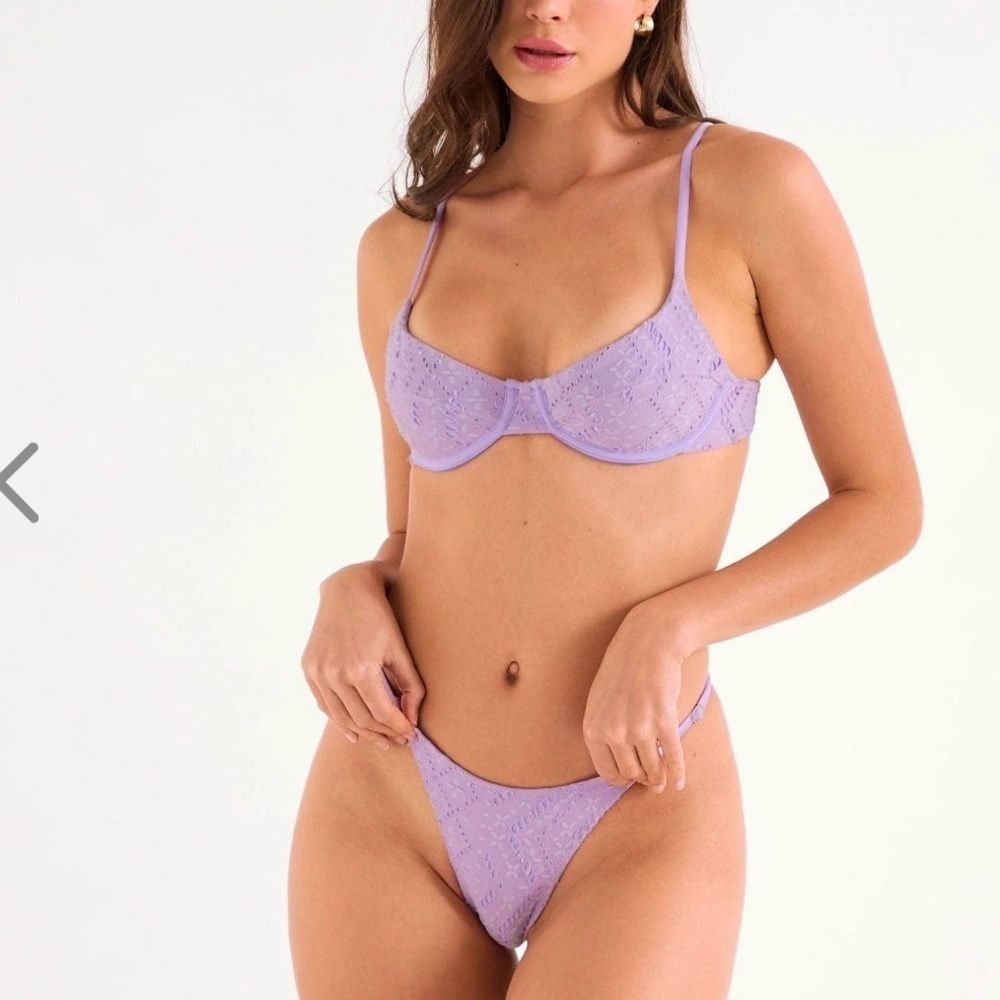 NWT OneOne Swimwear Bikini Set Iris Purple Lilac Lupita Alli Small New Cheeky